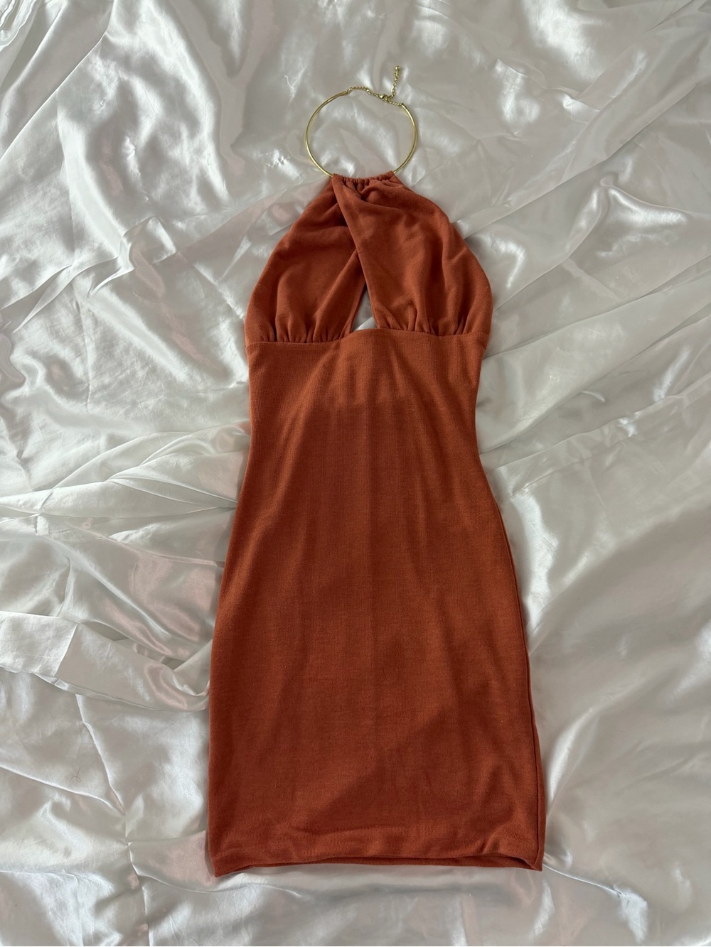 Oh Polly Rust Halter Mini Dress